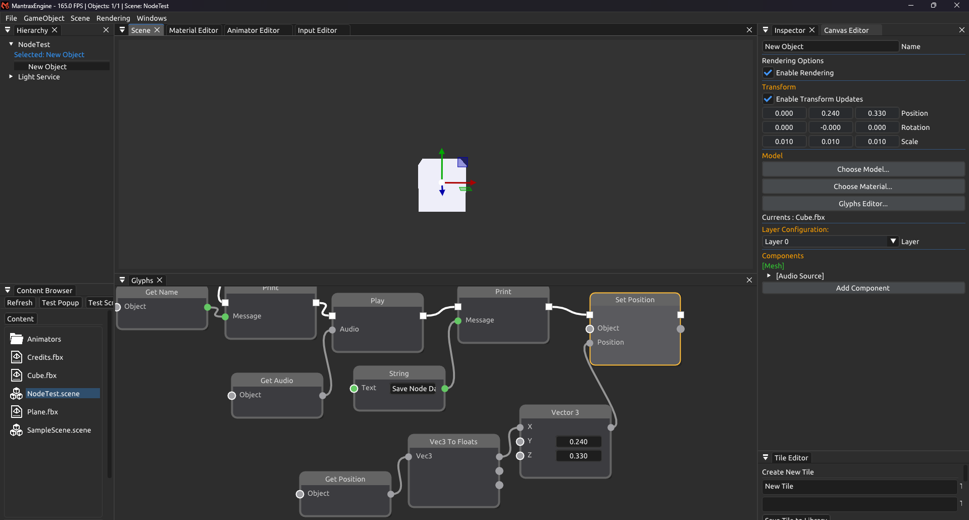 Captura del motor Mantrax en ejecución